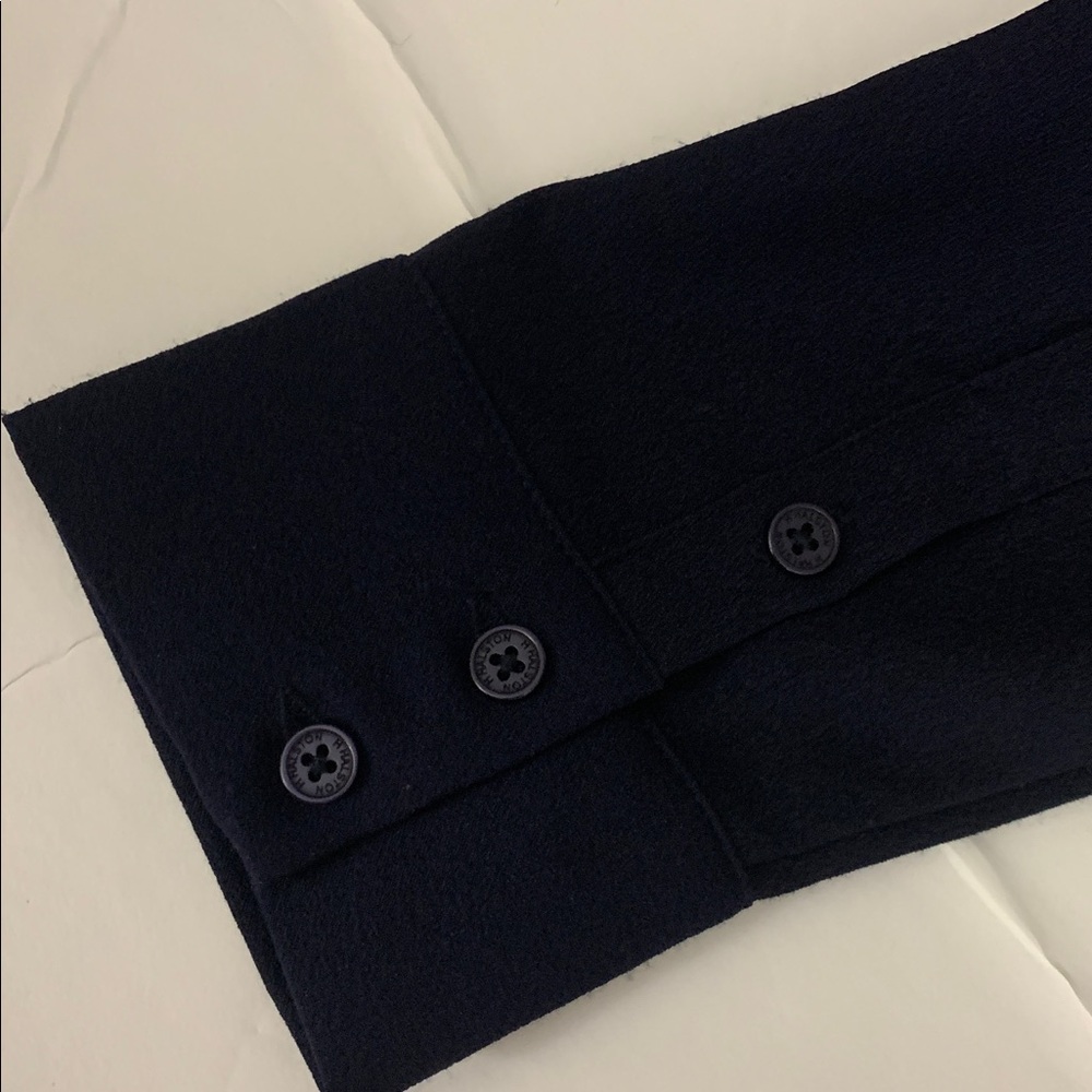 Halston dark navy structured shirt dress size XS - Picture 4 of 14